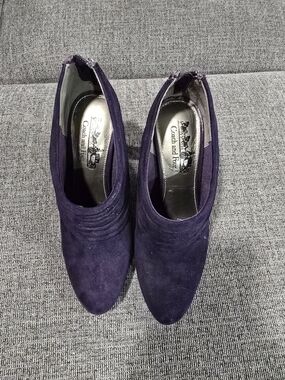 Coach and Four Deep Purple Suede Pointed Toe Booties